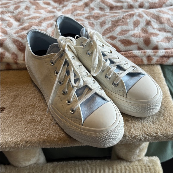 Converse All Star White and Light Blue Sneakers - Picture 1 of 5